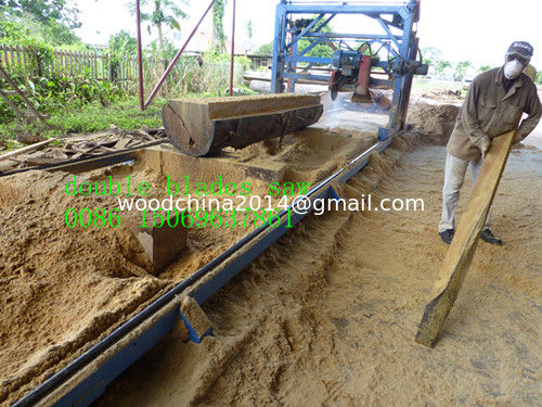 380v Double Saw Blade Angle โทรพกได้ Swing Blade Sawmill DS 2000 สําหรับขาย