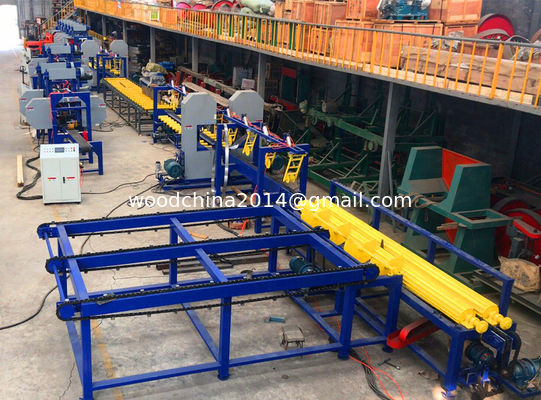 อัตโนมัติตั้ง Twin Blade Saw Bandsaw เครื่องบดบดสําหรับเครื่องจักรการผลิตไม้