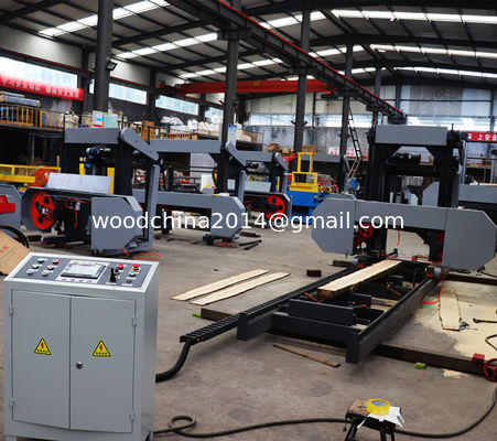1000mm 1300mm Wood Portable Sawmill Electric Horizontal Bandsaw Band Saw Mill พร้อมอินเวอร์เตอร์ให้อาหาร