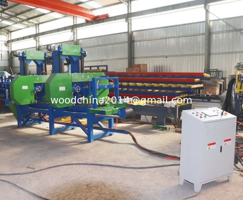 อัตโนมัติตั้ง Twin Blade Saw Bandsaw เครื่องบดบดสําหรับเครื่องจักรการผลิตไม้