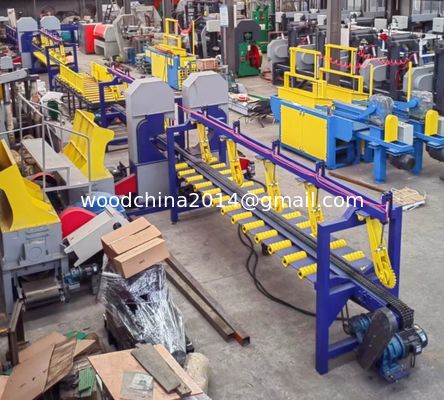 การผลิตไม้แม่นยําสูง Log Sawmill การตัดไม้ Twin Vertical Band Sawmill เครื่อง