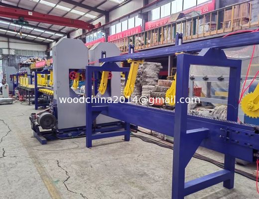 อัตโนมัติตั้ง Twin Blade Saw Bandsaw เครื่องบดบดสําหรับเครื่องจักรการผลิตไม้