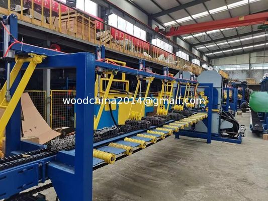 อัตโนมัติตั้ง Twin Head Bandsaw Sawmill สายเครื่องตัดไม้