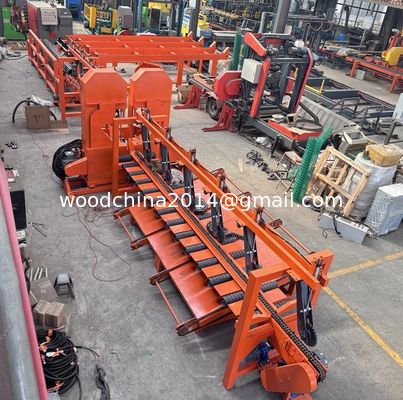 โรงงานตัดไม้อุตสาหกรรม สายการผลิตสายตัดไม้ Twin Bandsaw สายการแปรรูปผลิตผลิตไม้