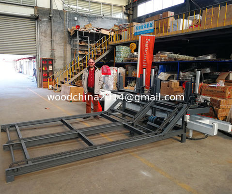Heavy Duty Circular Twin Blades Lumber Saw Mill เครื่องเลื่อยสายพานอัตโนมัติ