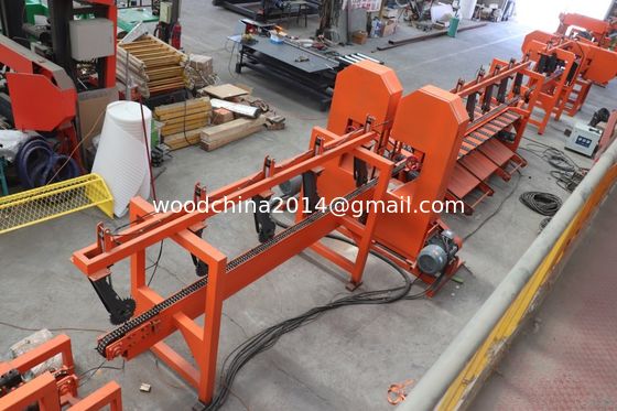 อินเวอร์เตอร์อาหารอัตโนมัติ Double Head Band Sawmills ไม้ตัดไม้ Twin Vertical Bandsaw สําหรับไม้