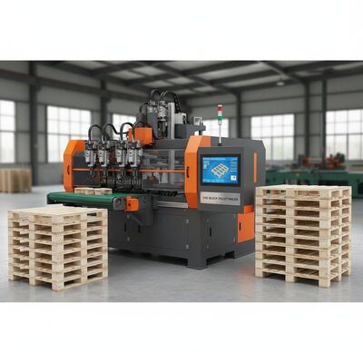 เครื่องกํากับคอมพิวเตอร์ CNC Pallet Nailing Machine สําหรับ 1600mm x 1200mm บล็อกพัลเลทที่มีความจุ 10 พัลเลท/ชั่วโมง