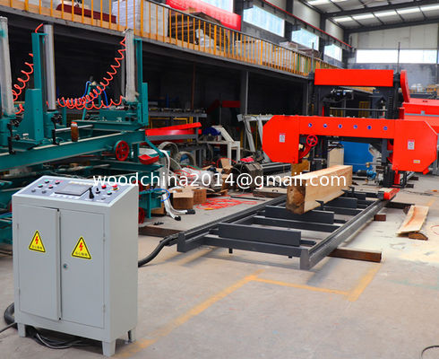1000mm 1300mm Wood Portable Sawmill Electric Horizontal Bandsaw Band Saw Mill พร้อมอินเวอร์เตอร์ให้อาหาร