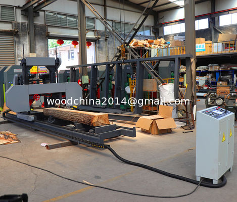 1000mm 1300mm Wood Portable Sawmill Electric Horizontal Bandsaw Band Saw Mill พร้อมอินเวอร์เตอร์ให้อาหาร