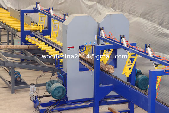 อัตโนมัติตั้ง Twin Blade Saw Bandsaw เครื่องบดบดสําหรับเครื่องจักรการผลิตไม้